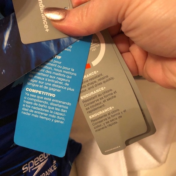 Speedo Endurance+ blue angles freeback swimsuit one piece - Picture 3 of 12